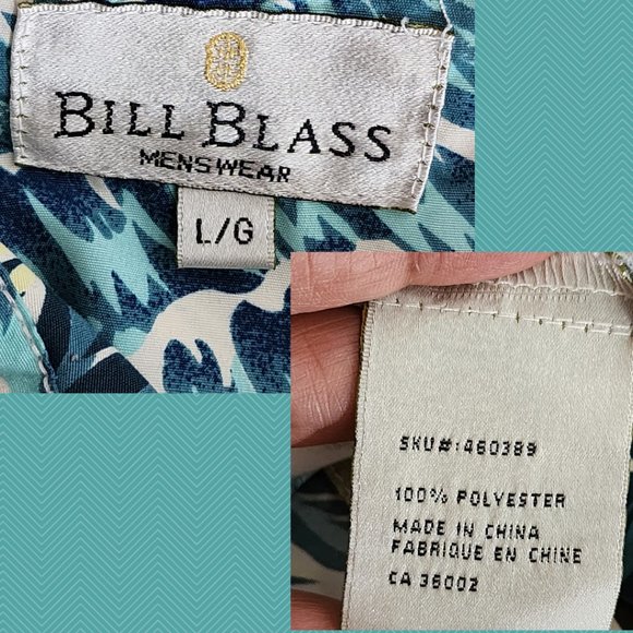 Bill Blass Tropical Beach Print Camp Shirt - Picture 3 of 3